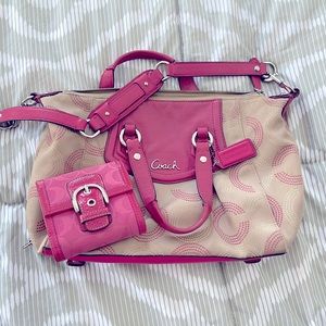 Coach Ashley Signature Dotted Op Art Convertible Satchel and Wallet